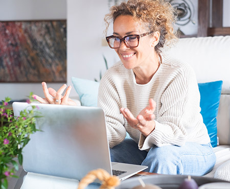 Young Beautiful Woman Working At The Computer